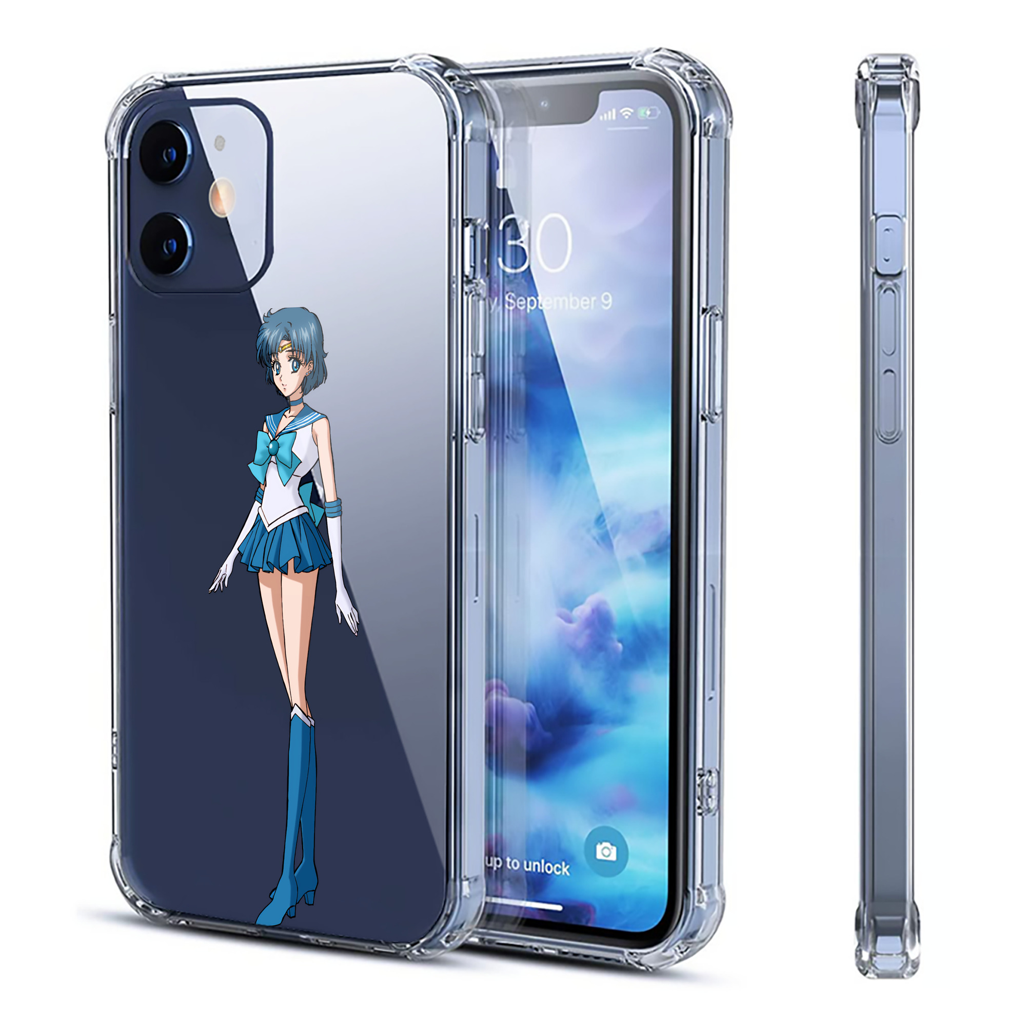 （画像用） 美少女戦士セーラームーン 水野 亜美 みずの あみ Sailor Moon Mizuno Ami 【iPhone 12シリーズ対応】透明スマホケース（クリアソフトケース）